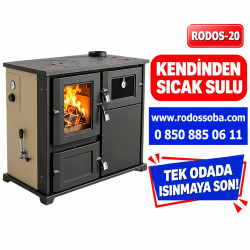 RODOS-20 Şömineli Yan Fırınlı Sıcak Sulu KAT KALORİFER SOBASI